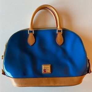 Dooney & Bourke Blue Patent Leather Domed Satchel